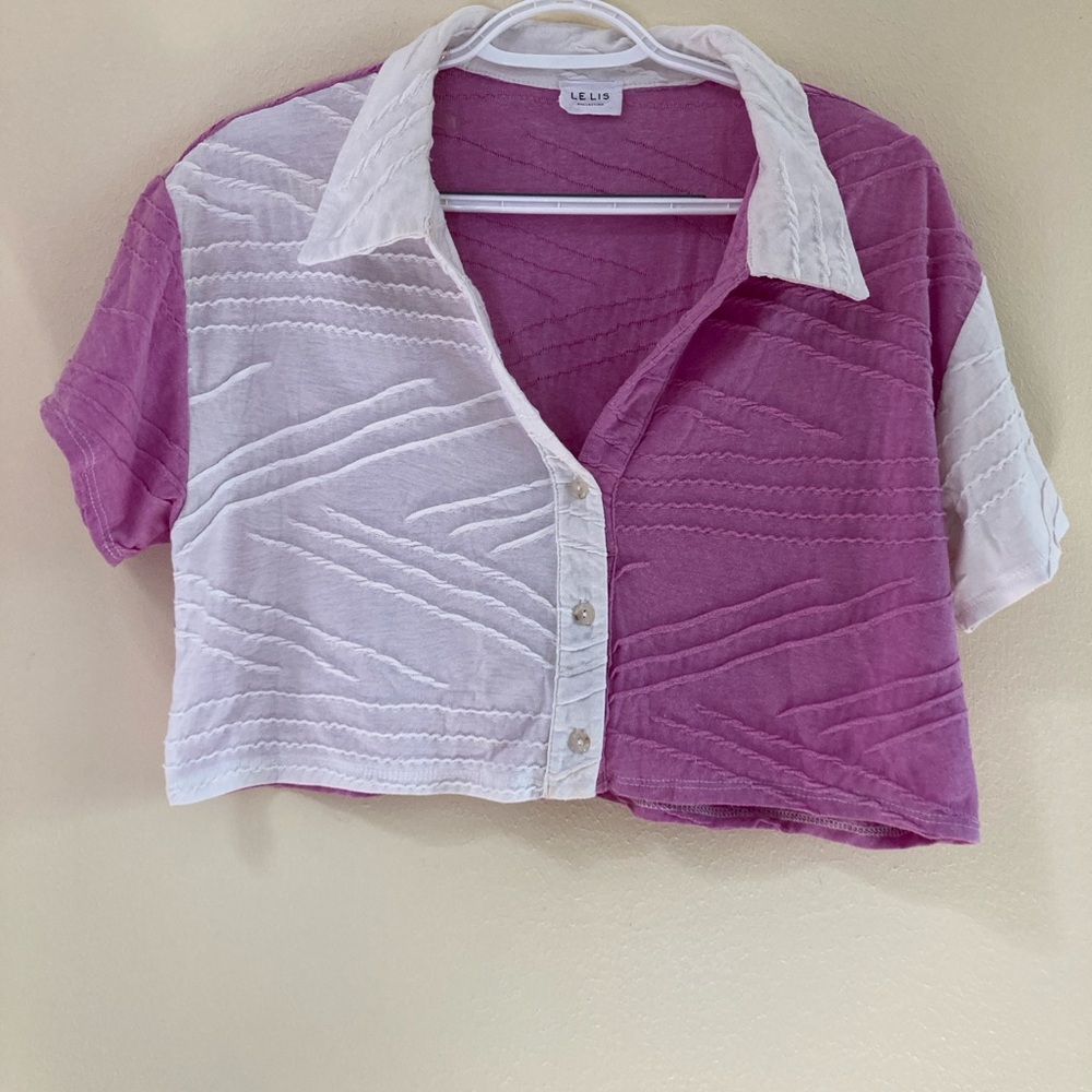 Le Lis Pink and White Button Down Shirt